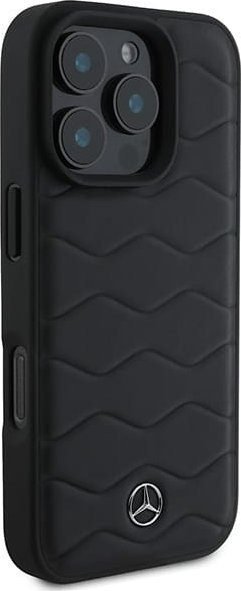Mbrojtëse telefoni Mercedes-Benz Waves për iPhone 16 Pro, lëkurë, 6.3\", e zezë