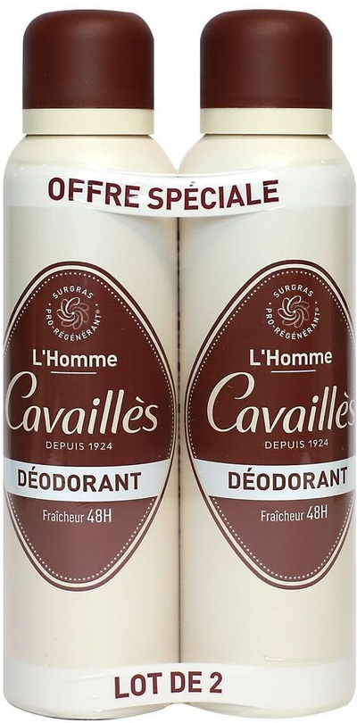 Deodorant spray për meshkuj Cavaillès L'Homme, 48 orë freski, paketim 2x150ml × 2