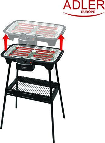Grill Kopshti Elektrike Adler AD 6602, skarë 37x21 cm, i zi