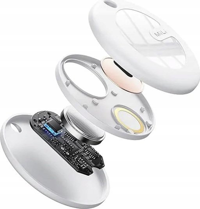 Tag gjurmues MiLi MiTag, Bluetooth, i përshtatshëm për Apple Find My, i bardhë me mbajtëse të kuqe