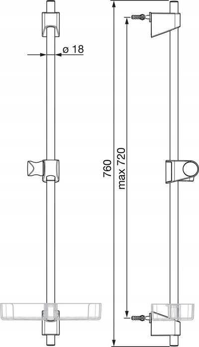 Shinë dushi Oras Apollo 254600, 760 mm, me raft, krom