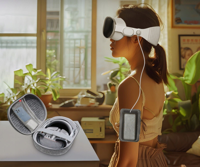 Рака стегач JYS JYS-APP003 за батерија Apple Vision Pro, неопрен, црн