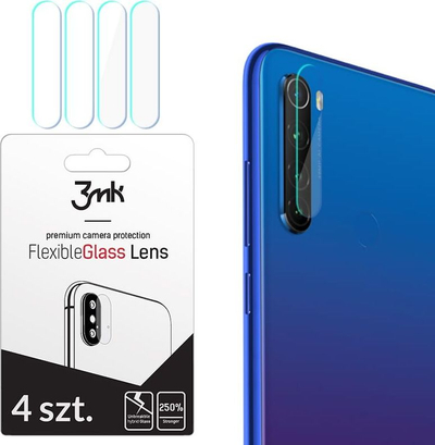 Mbrojtës kamere 3mk FlexibleGlass Lens për Xiaomi Redmi Note 8T, set 4 copë, transparent