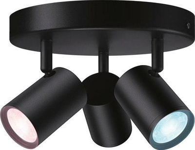 Plafonierë LED WiZ Imageo, 3x5W RGB, Wi‑Fi Bluetooth, e zezë