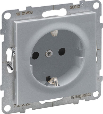 Prizë muri Legrand Suno Schuko 721320, 16A, me shutter, alumini