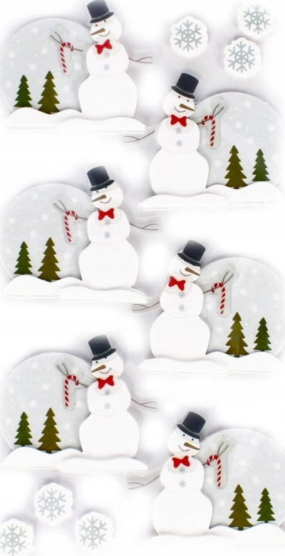 Stikerë 3D zbukurues Craft with Fun Snowmen 501769, me dëboramanë, shumëngjyrësh