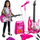 Set kitarë elektrike lodër Kruzzel Rose 22407, me mikrofon, me amplifikator, rozë
