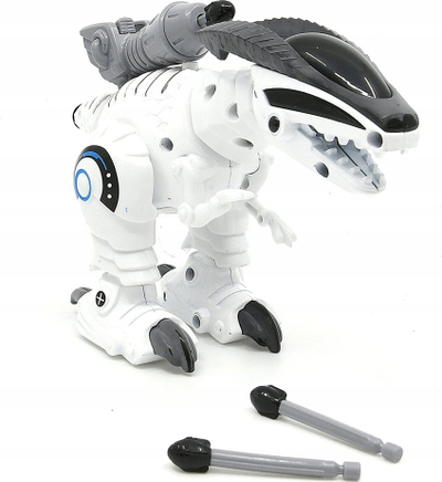 Lodër dinosauri robotik Figure Hippo Dinosaur, metal, me drita dhe zhurma, i bardhë