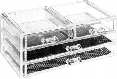 Organizues bizhuterish AC Déco, plastik, me 4 sirtarë, transparent
