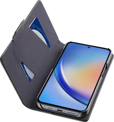 Këllëf tipi libër Cellularline për Galaxy A35 5G, me xhepa për karta, bëhet mbajtëse, ngjyrë e zezë