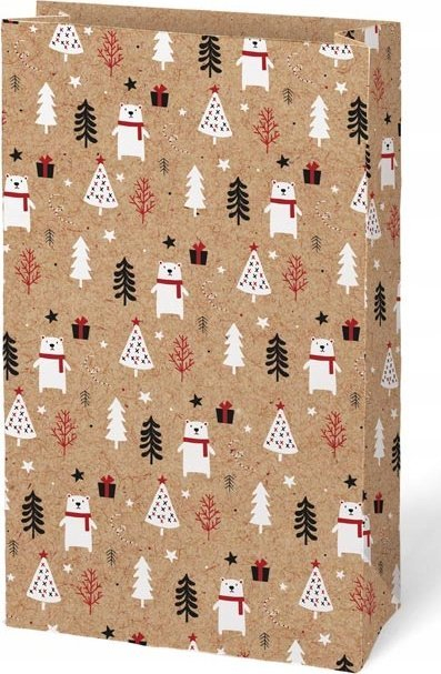 Qese dhuratash Christmas Gift Bag Eco Kraft MFP, letre, 15 x 27 x 9 cm, kraft me motive festive