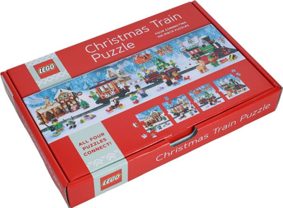 Puzzle LEGO Christmas Train, 4 puzzle që lidhen bashkë, 100 copë secili, shumëngjyrësh