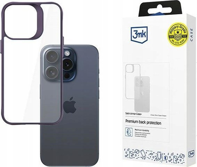 Mbulesë 3MK Satin Armor Case Plus për iPhone 15 Pro, kompatibile me MagSafe, vjollcë
