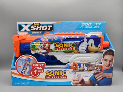 Pistoletë uji ZURU XSHOT Skins Sonic the Hedgehog, 0.5L, rreze 10m, shumëngjyrëshe