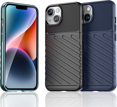 Mbrojtëse telefoni Thunder Armor për iPhone 15 Plus, TPU, blu e errët