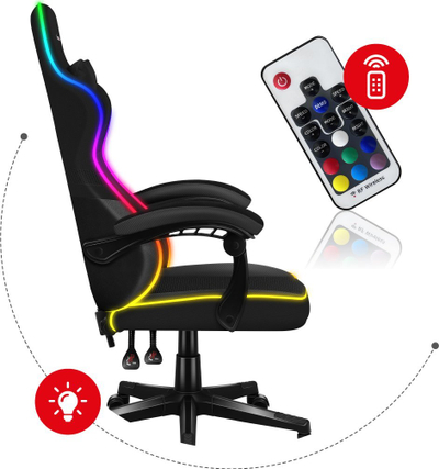 Гејмерска столица Huzaro Force 4.4 RGB, LED, црна