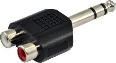 Adapter audio SSQ HA7, 2 x RCA femër, jack stereo 6.3 mm, i zi