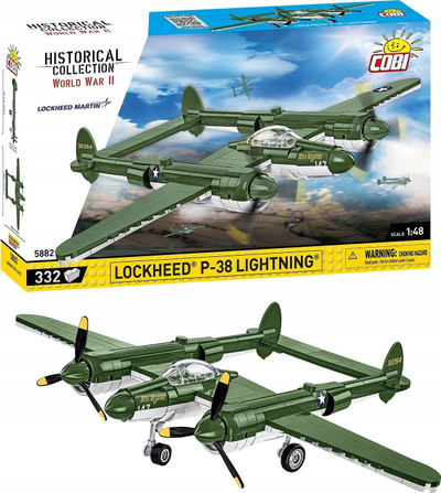 Сет за градење COBI Lockheed P-38 Lightning 5882, 335 делови, борбен авион