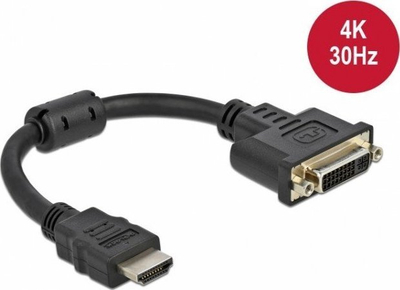 Adapter HDMI në DVI Delock, 24+5, 4K 30 Hz, 20 cm, i zi