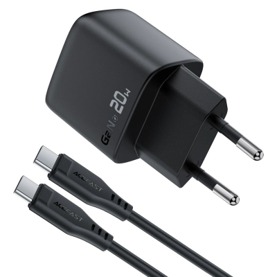 Karikues muri Acefast A113 GaN PD, 20W, USB‑C me ekran dhe kabllo, i zi