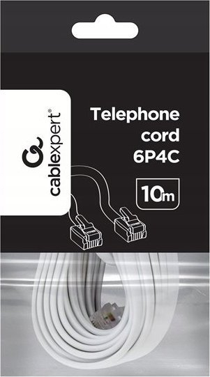 Kabllo telefoni Gembird 6P4C, 10m, RJ11, e bardhë
