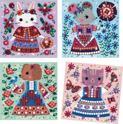 Креативен сет мозаик со налепници DJECO Lovely Pets, за деца, со сјај, шарен