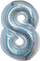Balon me fletë Beauty &amp; Charm, numri 8, holografik, 76 cm, argjend