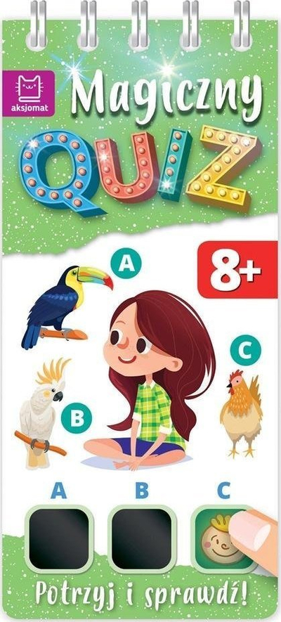 Libër kuizi Aksjomat Magiczny Quiz, për moshë 8+, me spirale, me shumë ngjyra