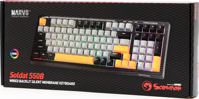 Tastierë gaming Marvo K638B, USB, ndriçim rainbow, e zezë