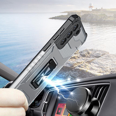 Mbrojtëse telefoni Hurtel Crystal Ring Case për Samsung Galaxy S22+, hibride me unazë magnetike, jeshile