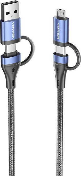 Kabllo USB Vention CTLLH, 4 në 1, 1m, 100W, e zezë