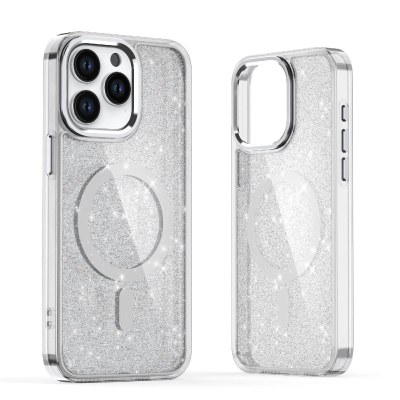 Заштитна маска за телефон Glitter Case Brocade MagSafe за Samsung Galaxy A36 5G, TPU, со сјај, бела