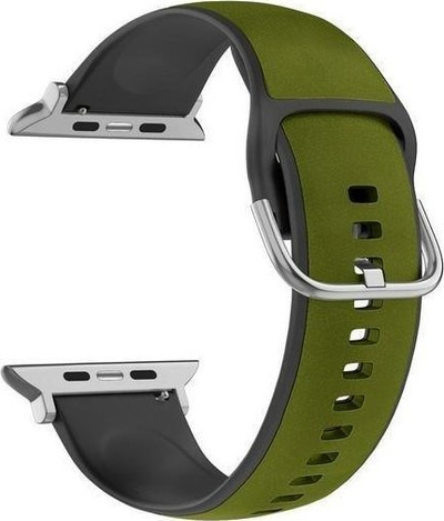 Rrip dore për Apple Watch Beline Silico Leather, 42/44/45/49mm, jeshile me të zezë