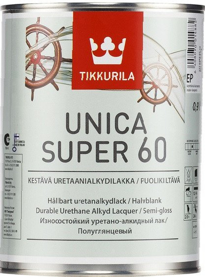 Llak druri Tikkurila Unica 60 Base EP, gjysmë i shkëlqyeshëm, pa ngjyrë, 0.9L