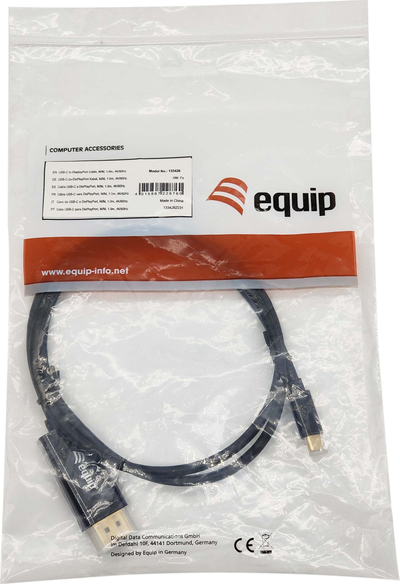 Кабел Equip USB-C во DisplayPort, 1.0m, 4K 60Hz, црна