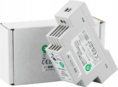 Furnizues energjie DIN-rail DIN15W12, 12V 1.25A, hyrje 200-240V, gri