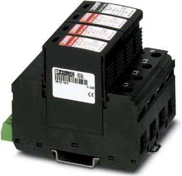 Mbrojtës nga mbingarkesa Phoenix Contact VAL-MS-T1/T2 335/12.5/3+1-FM, trefazor, 50 kA, 250 V ac