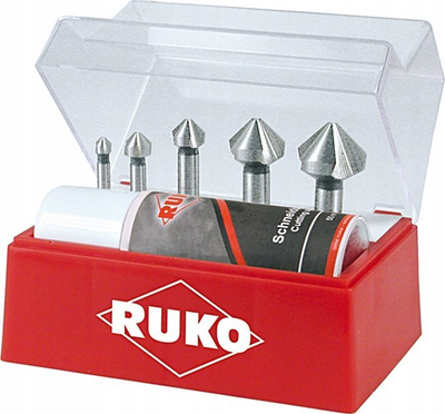 Сет глодачи за фаска 90° Ruko S, 6 парчиња HSS, DIN 335, црвена кутија