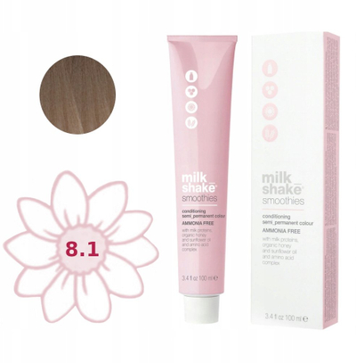 Bojë flokësh Milk Shake Smoothies 8.1, gjysmë-permanente, pa amoniak, 100ml, bjonde e çelët hiri