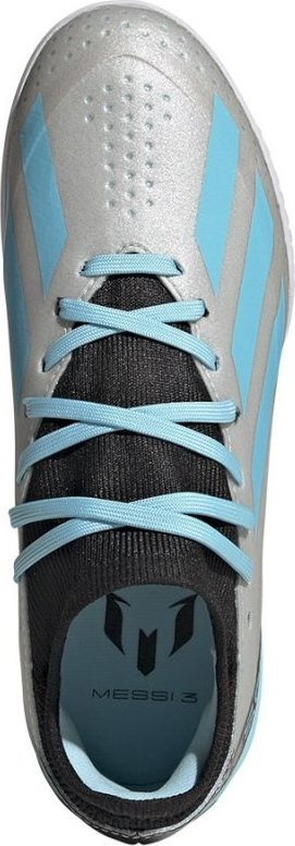 Këpucë futbolli Adidas X 3 Junior Messi, për bar sintetik, për kalamaj, ngjyrë argjendtë