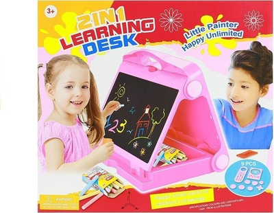 Tabla dyanshme për fëmijë LEAN Toys, për shkumësa dhe markera, me aksesorë, rozë