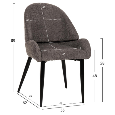 Karrige Sarky 55x62x89Hcm (HM8585.01), gri/ zezë