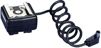 Adapter hot shoe Kaiser 1301, me kabllo spirale, për blic foto, i zi