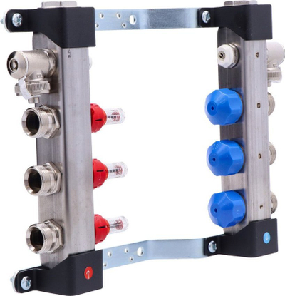 Kolektor për ngrohje nën dysheme KAN-therm Inoxflow UFST, 3 qarqe, çelik inox