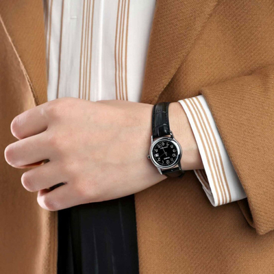 Ora dore Casio LTPV002L-1B, kuarc japonez, lëkurë, e argjendtë me të zezë