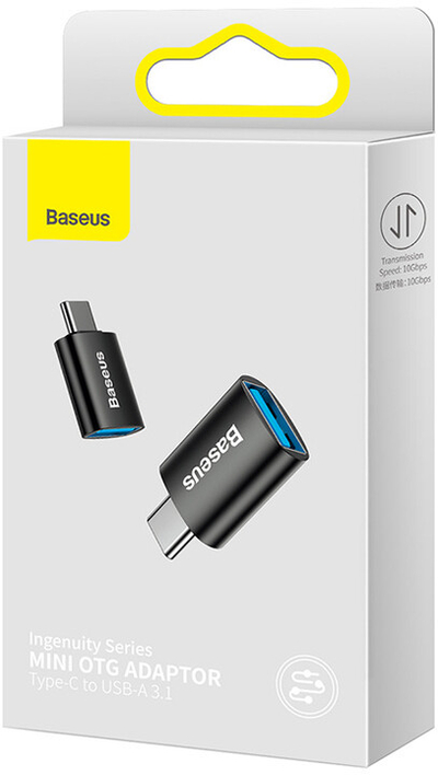 Адаптер Baseus mini OTG Ingenuity, USB-C - USB-A 3.1 (M/F), црна боја
