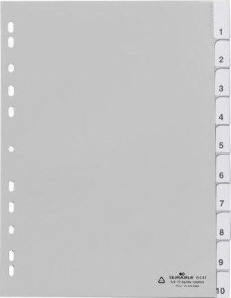 Ndarës indeksi Durable 6441, polipropilen, 10 tabe, gri