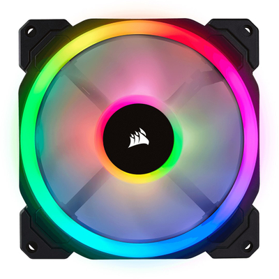 Кулер вентилатори за куќиште Corsair LL Series RGB, 140mm PWM, сет со 2 парчиња, црни