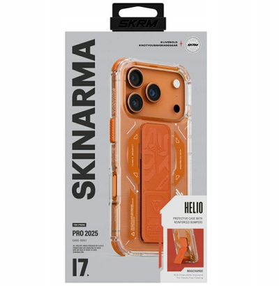 Kapak telefoni Skinarma Helio për iPhone 17 Pro, magnetik, me grip stand, portokalli
