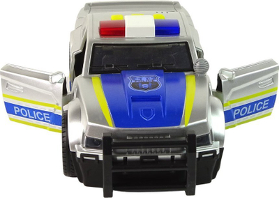 Makina e policisë lodër Leantoys, shkallë 1:14, me drita e zëra, ngjyrë argjendtë